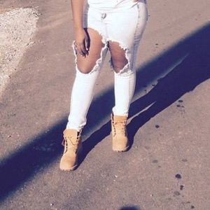 Cute ripped blue jeans